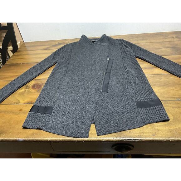 Athleta Thermolite Sentinel Sweater Wrap Grey Ribbed Merino Wool Cardigan Sz XS - Picture 3 of 12